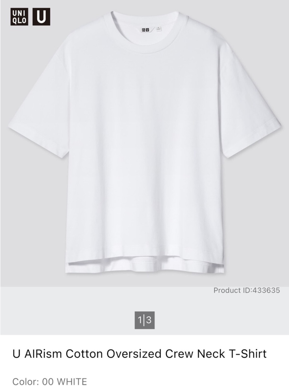 UNIQLO U White Cotton Oversized Crew Neck T-Shirt Women’s XL EUC